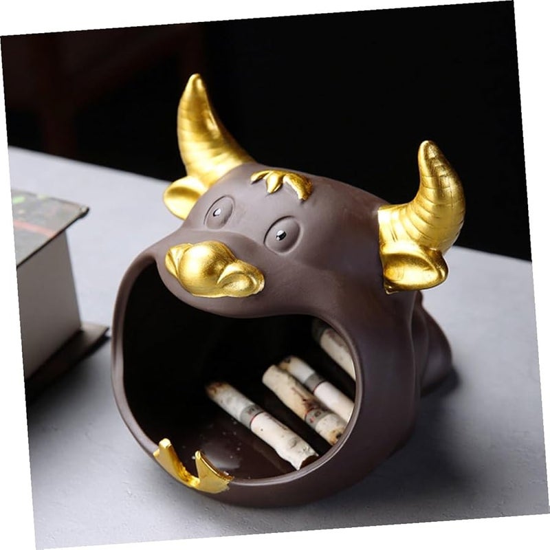Ceramic Ashtray Cattle Pattern Desktop Windproof Large Smokeless for Car Indoor Use - Image 5